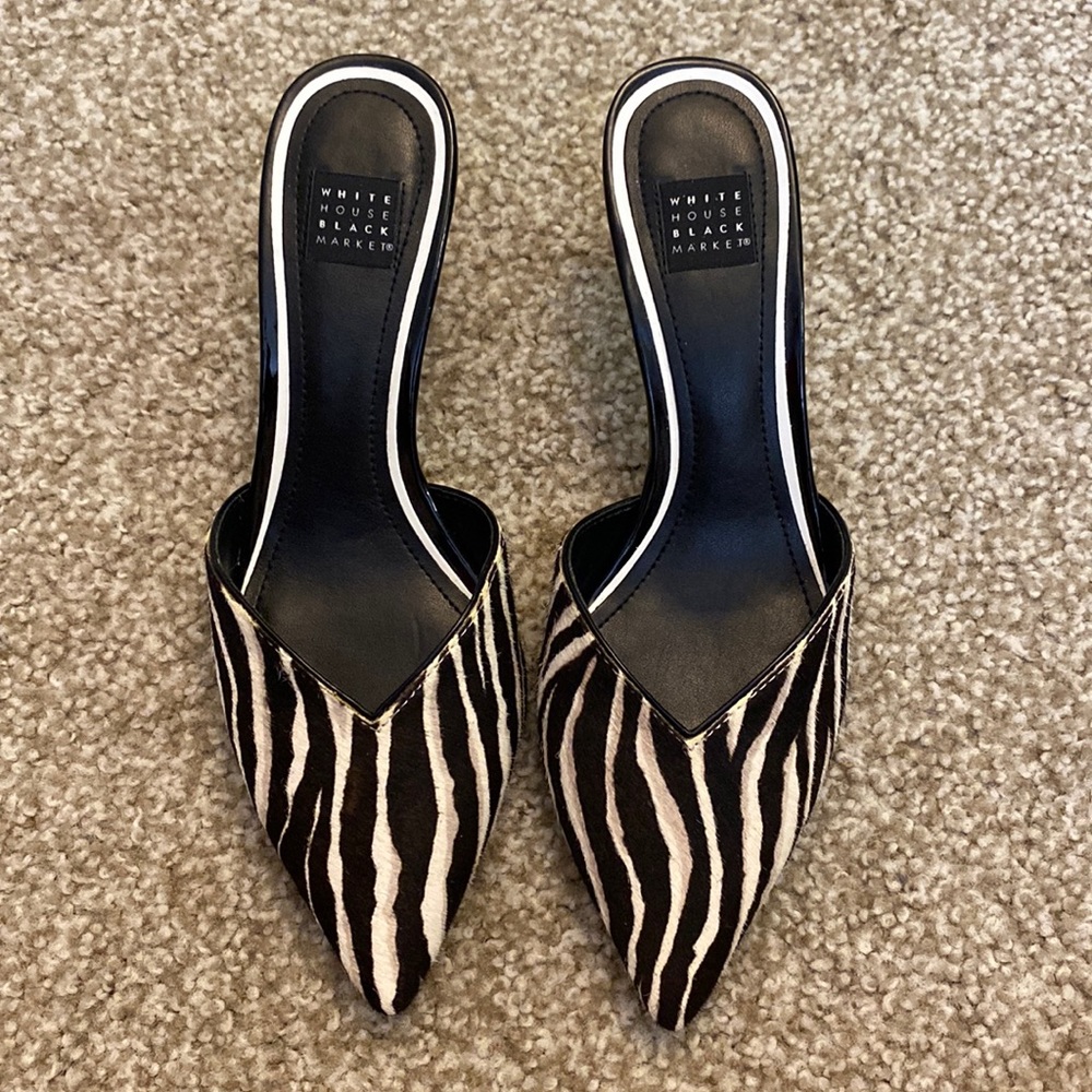 White House Black Market- Zebra Print Kitten Heels- Size 6